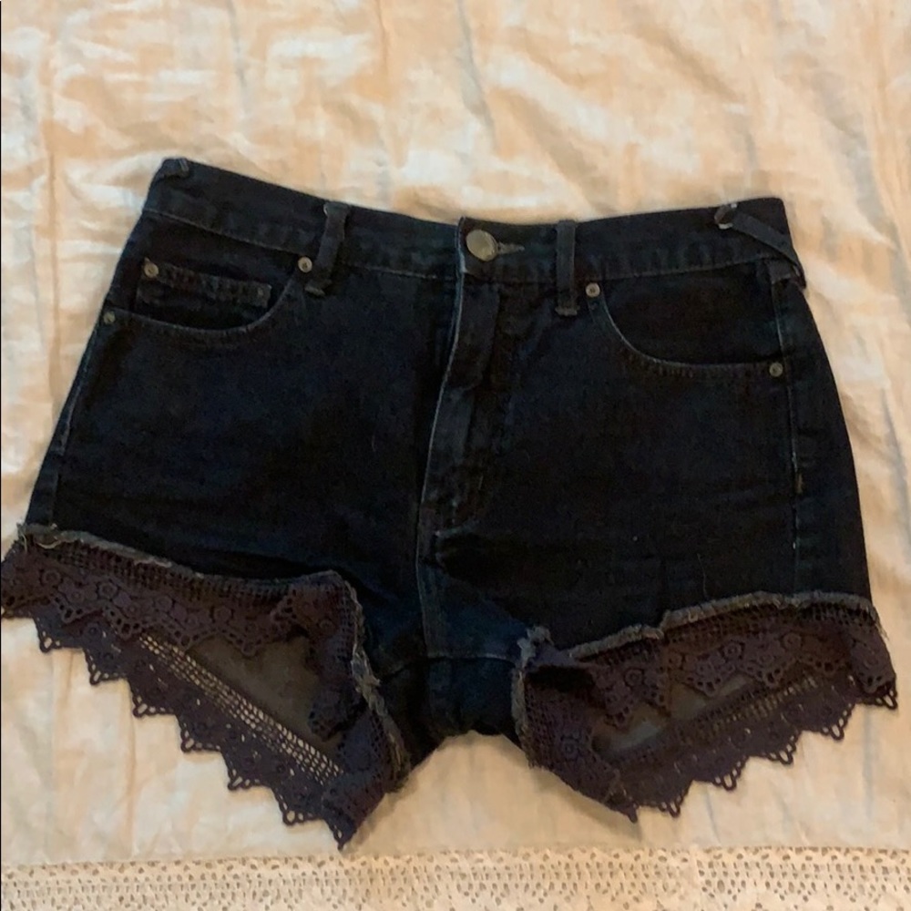 Free People Denim Shorts with Lace